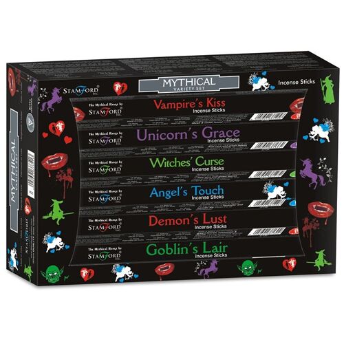 37341 Stamford Hex Black Incense Sticks 12 Pack Variety Set Mythical