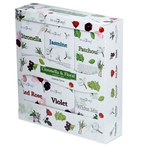 37356 Stamford Incense Cones 12 Pack Variety Set Citronella & Floral