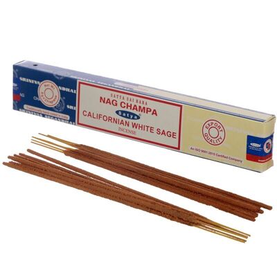 01308 Bastoncini di incenso Satya Nag Champa e salvia bianca californiana