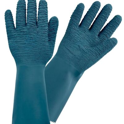 Gardening gloves long, size of roses and small thorns in thick latex-petrol blue color PROTECTMAX-Size 8