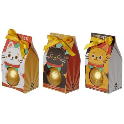 Bombe de bain pour chat porte-bonheur Maneki Neko dans une boîte cadeau