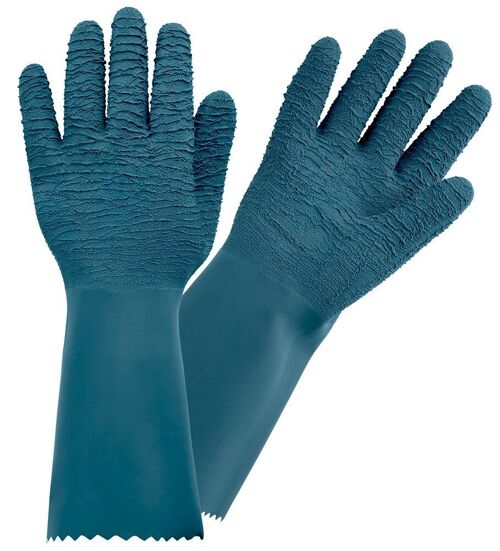 Gants de jardinage longs, taille des rosiers et petits épineux en latex épais-couleur bleu pétrole PROTECTMAX-Taille10