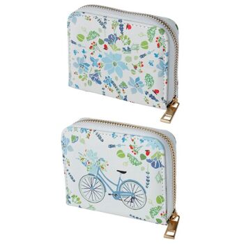 Julie Dodsworth Blue Lavender Garden Zip Around Small Wallet Purse