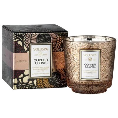 Boxed mini pedestal glass candle
copper clove