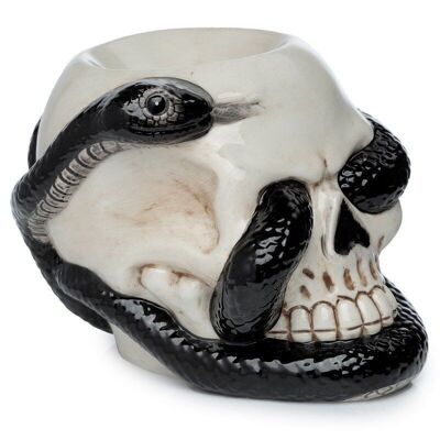 Crâne avec brûleur à mazout en céramique en forme de serpent enroulé