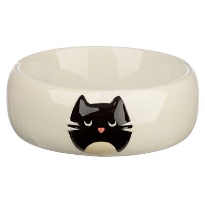 Ciotola per acqua per alimenti per animali domestici in ceramica Feline Fine Black Cat