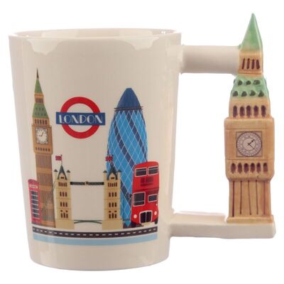 Taza de cerámica con asa en forma de Big Ben de recuerdo de Londres