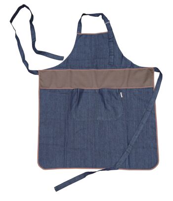 Tablier de cuisine ou jardin poche, couleur bleu jean TDENIM - Taille U 6