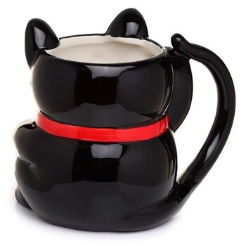 Tasse en céramique noire en forme de chat porte-bonheur Maneki Neko 3