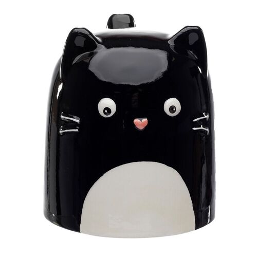 Feline Fine Black Cat Upside Down Ceramic Shaped Mug