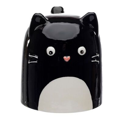 Feline Fine Keramiktasse in Form einer schwarzen Katze mit dem Kopf nach unten