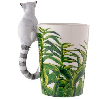 Tasse en forme de céramique avec poignée en forme de lémurien et décalcomanie de la jungle 3