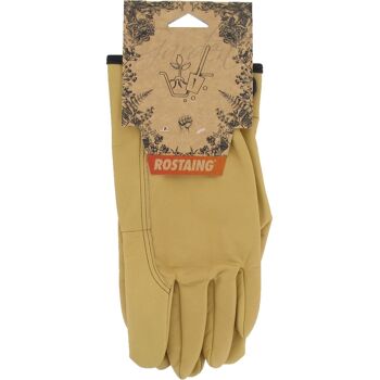 Gants de jardinage en cuir 100% tanné en France résistant à l'humidité- couleur paille-TRADITION-Taille 06 7