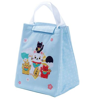 Fold Over Cool Bag Lunch Bag Maneki Neko Lucky Cat