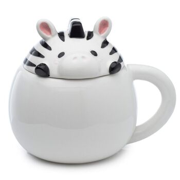 Adoramals Zebra Peeping Lid Tasse à couvercle en céramique pour animaux