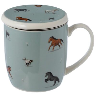 Down on the Farm Horses Infuser Mug Set with Lid