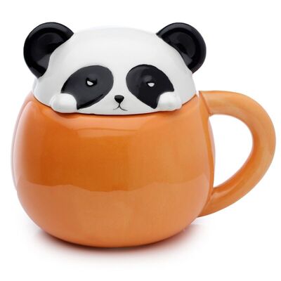 Adoramals Panda Peeping Lid Taza de cerámica con tapa de animal