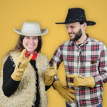 Gants de jardinage en cuir 100% tanné en France résistant à l'humidité- couleur paille-TRADITION--Taille 08 3