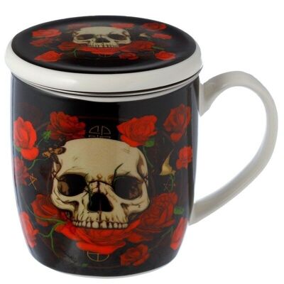 Skulls and Roses Infuser Mug Set with Lid