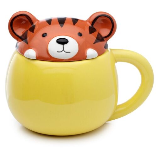 Adoramals Tiger Peeping Lid Ceramic Lidded Animal Mug