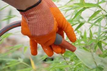 Gants de jardinage imperméables & grippants en latex-couleur orange VISIBLE- Taille 08 8