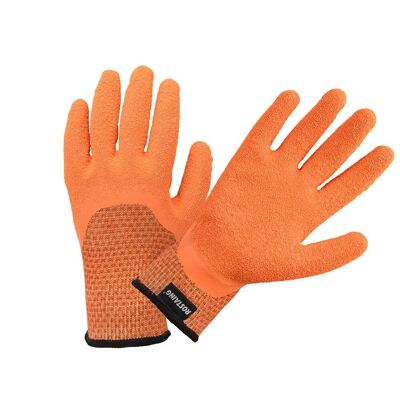 Waterproof & grippy gardening gloves in latex-orange color VISIBLE- Size 08