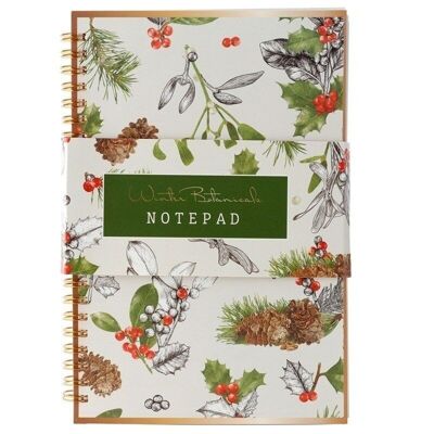 Christmas Floral Winter Botanicals Spiral Bound A5 Lined Notebook