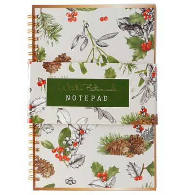 Cuaderno A5 con espiral y botánicos de invierno navideños