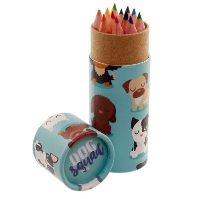 Dog Squad Pencil Pot with 12 Colouring Pencils