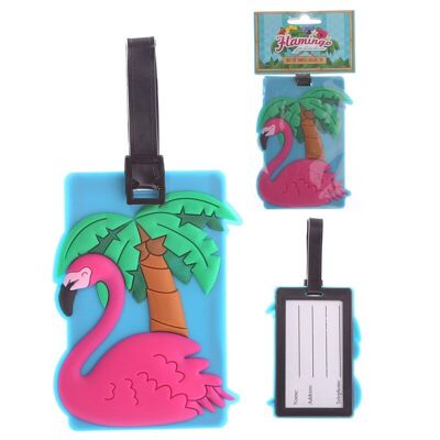 Etichetta per bagagli in PVC tropicale Flamingo
