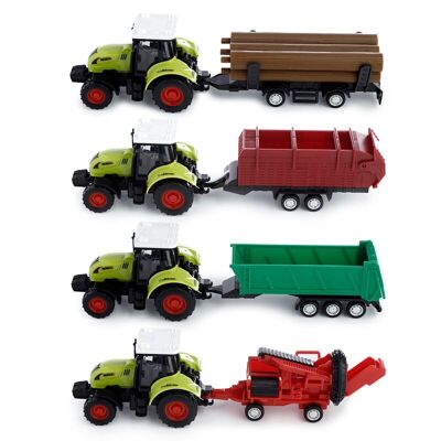 Juguete de acción de empuje/tracción de fricción para tractor y remolque agrícola