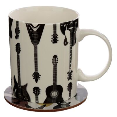 Headstock Guitar Porcelain Mug & Coaster Set