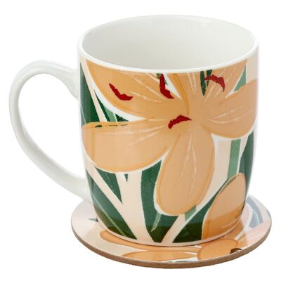 Juego de taza y posavasos de porcelana Florens Hesperantha