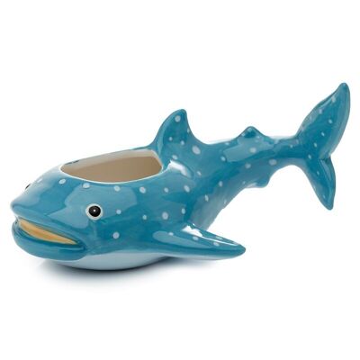 Jardinera / maceta de cerámica de tiburón ballena