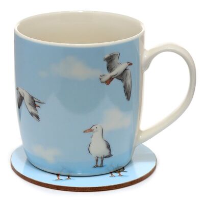 Seagull Buoy Porcelain Mug & Coaster Set