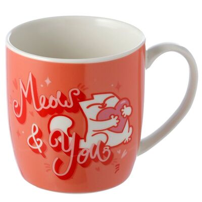 Taza de porcelana roja de San Valentín Simon's Cat Meow & You