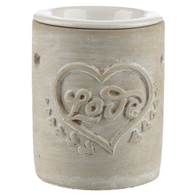 Eden Embossed Love Heart Concrete & Ceramic Oil Burner