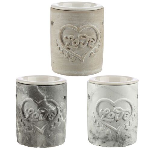 Eden Embossed Love Heart Concrete & Ceramic Oil Burner