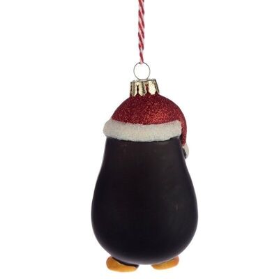 Penguin with Present Glass Christmas Bauble Decoration