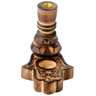 Hamsa Garden Carved Mango Wood Backflow Incense Burner