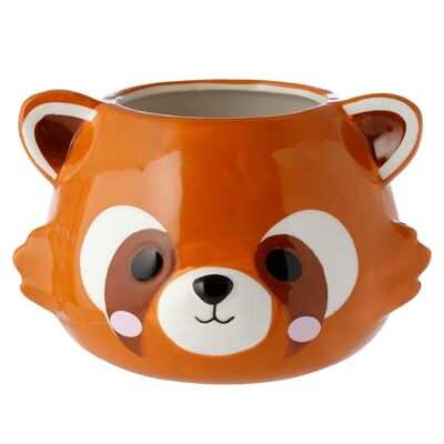 Adoramals - Maceta de cerámica con forma de cabeza de panda rojo para jardín/maceta