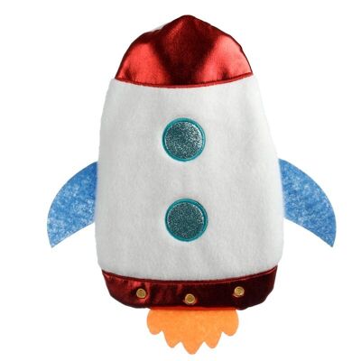 Space Cadet Rocket 700ml Hot Water Bottle with Plush Cover