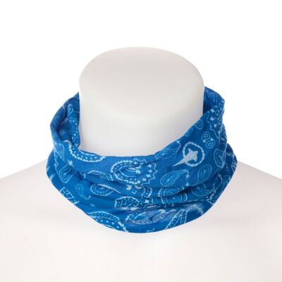 Écharpe tube chauffe-cou bleue à motifs