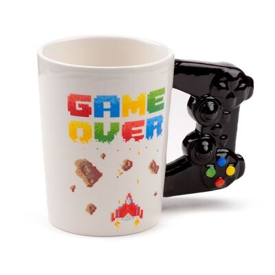 Game Over mit Pixel-Aufkleber Tasse mit Keramikgriff