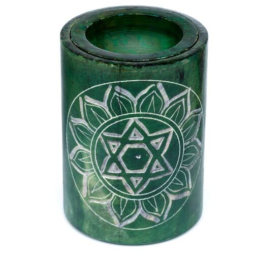Green Soapstone Carved Chakra Oil Burner