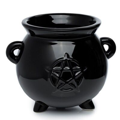 Black Witches Cauldron Shaped Ceramic Indoor Freestanding Planter/Plant Pot