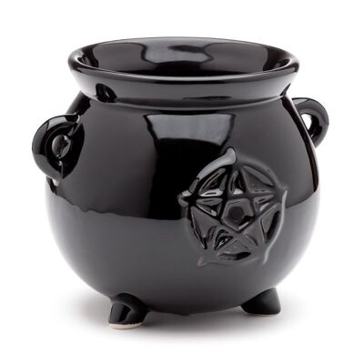 Maceta/maceta independiente de cerámica con forma de caldero de brujas negras para interiores