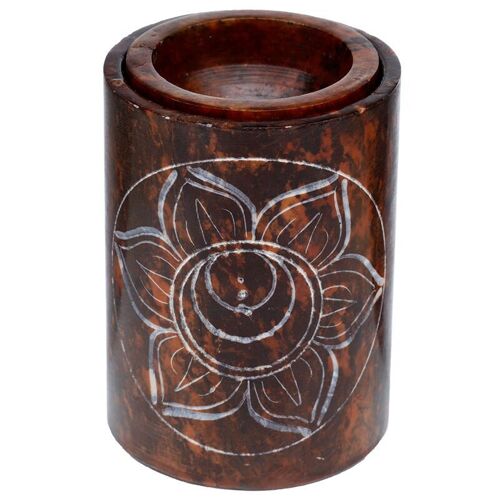 Dark Orange Soapstone Carved Chakra Oil Burner