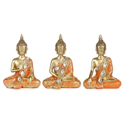 Meditación de Buda tailandés dorado y naranja