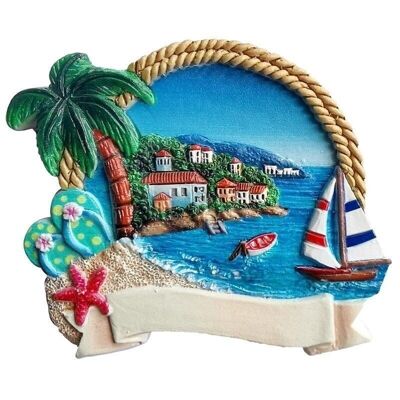 Magnete al mare souvenir stampato in 3D - Palma e barca a vela